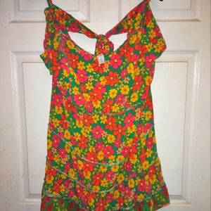 Orange Floral Retro Floral Tunic - Size 3X